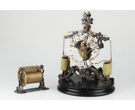 The master clock housed in a mahogany case with a moulded cornice, with a hinged and glazed front door, and a commemorative p