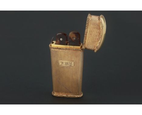 Silver Gilt Lancet Case,English marks for Birmingham 1840 and stamped T&P for Johan Taylor & John Perry, engraved to front wi