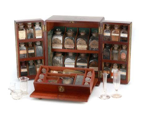 Large Victorian Domestic Medicine Chest,English, c.1850, unmarked but some original bottles with royal crest and the words 'D
