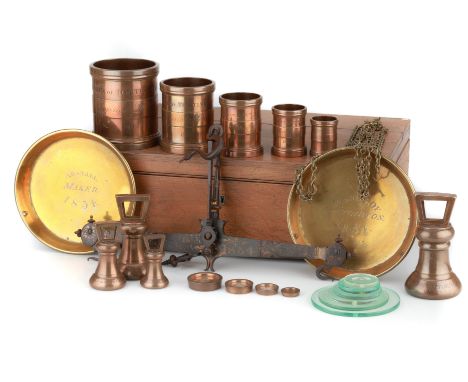 Portable Standard Scales Weights and Liquid Measures for the Manor of Tottington 1834English, 1834, iron beam with box ends, 