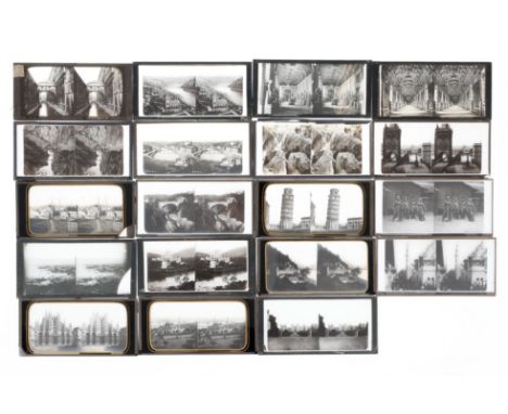 A Large Collection of Stereo Diapositives, mostly marked 'Ferrier & soulier', including images of the 1889 Exposition, Prague