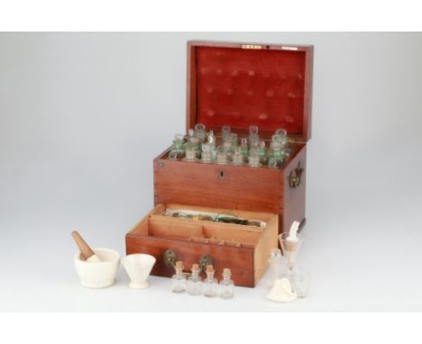 Large Domestic Apothecary Medicine Chest,English, c.1880, unmarked, lid opens to reveal 23 bottles ( a mix of original and re