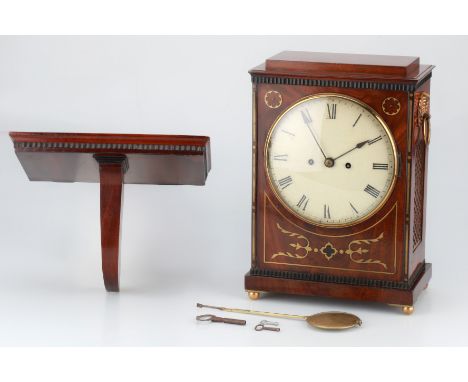 Regency 8 Day Twin Fusse Chiming Bracket Clock,English, c.1800, the case with brass inlay to front, lattice panels to side wi