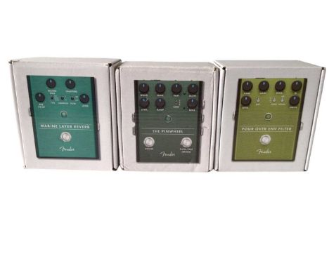 Fender Foot Pedals Marine Layer Reverb, the Pinwheel &amp; Pour Over Env Filter, all boxed (3)