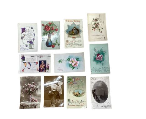 Postcards loose in shoebox early cards include cricket, real photographic Panilla native shell game manilla, Hawaiian dancers