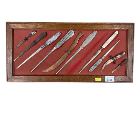 First World War Trench art, copper paper knife and lot novelty and advertising letter openers.