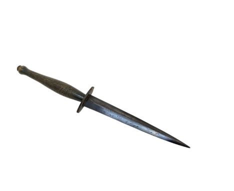 Second World War British Second Pattern Fairbairn Sykes 'F-S' Commando Knife, with brass grip, cross guard stamped with broad