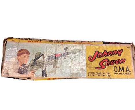 Deluxe Reading Topper Toys (c1964) Johnny Seven O.M.A. (One Man Army) plastic Seven Guns in One, with grenades, missiles &amp