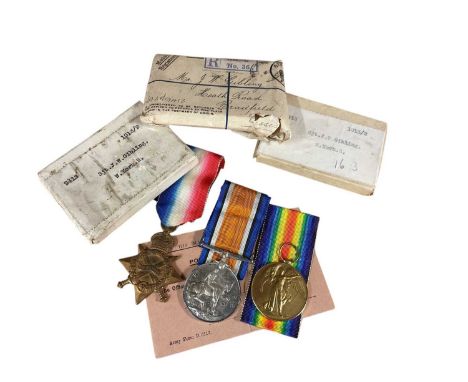 First World War 1914 - 15 Star Trio, comprising 1914 - 15 Star, named to 9413 PTE. J. W. Gibling. W. York. R, War and Victory