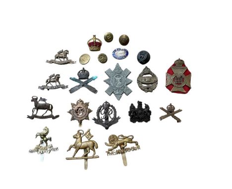 First World War Catholic Women's League (C.W.C.) enamel badge, together with cap badges to include Second World War Wartime e