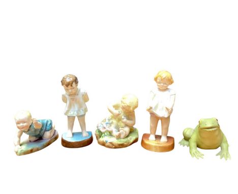 Four Royal Worcester figures - Michael 2912, Tommy 2913, Mischief 2914 and Joan 2915, all modelled by F.G Doughty, together w