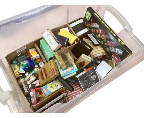 Collection of modern novelty and advertising lighters including a Camel Motorsports 5 Lighter Collector's Set (1 box).