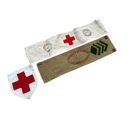 First World War Army Medical Service Red Cross arm band stamped 19.11.1914 and also stamped Sussex Voluntary Aid 964, togethe