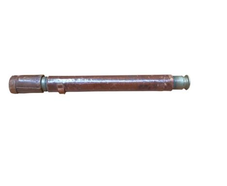 Coombes single draw telescope in leather case, 44cm long
