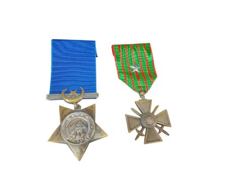 Victorian Khedive Star, together with First World War Croix De Gurre medal (2).