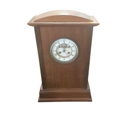 Architectural mantel clock with French movement &amp; mercurial pendulum, the movement stamped 'CB', 52cm high