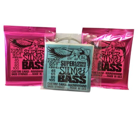 Ernie Ball Regular Slinky Nickel Wound Guitar Strings (10 packs), Super Slinky Bass Strings (3 packs), Super Long Scale Slink