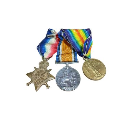First World War 1914 - 15 Star trio comprising 1914 - 15 Star, War and Victory medals named to 2374. PTE. W. Muston. 1 - Lond