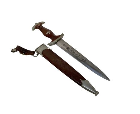 Second World War Nazi 1933 Model S.A. dress dagger, the blade etched 'alles für Deutschland', by Carl Wusthof in scabbard wit