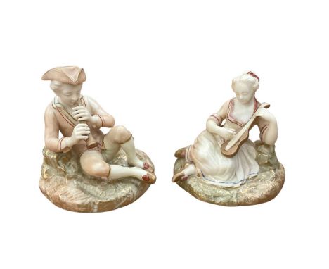 Two Royal Worcester blush ivory figures of musicians, no. 547Both in good condition with no chips or cracks