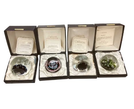 Collection of Caithness paperweights, all boxed with certificates, some designed by Colin Terris, some made by William Manson
