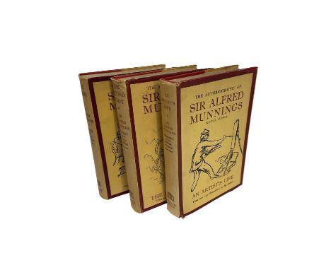 Alfred Munnings, set of three autobiographies, the second and third are first editions, all with dust jackets 