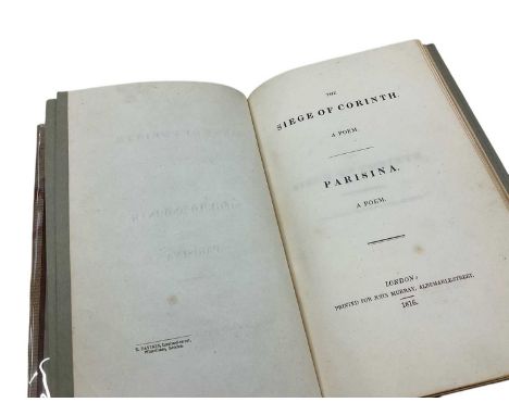 Byron - The Siege of Corinth. A Poem. Parisina. A Poem, first edition, John Murray 1816, rebound