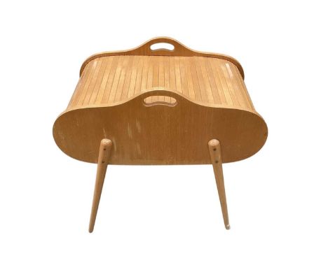 Vintage tambour slide sewing box, 56.5cm high