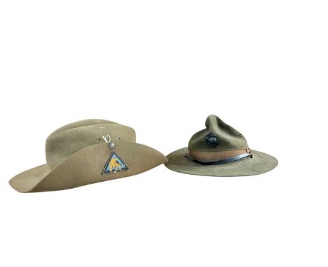 Second World War Army Bush / Slouch Hat, with leather head band, stamped Walker Ashworth &amp; LinneyLtd, dated 1943 and mark