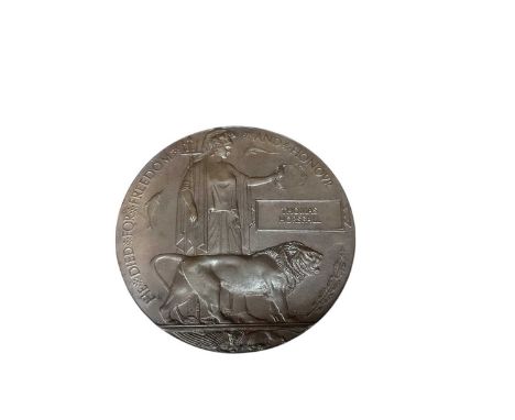 First World War Memorial (Death) plaque named to Thomas Horsfall in original cardboard packet.