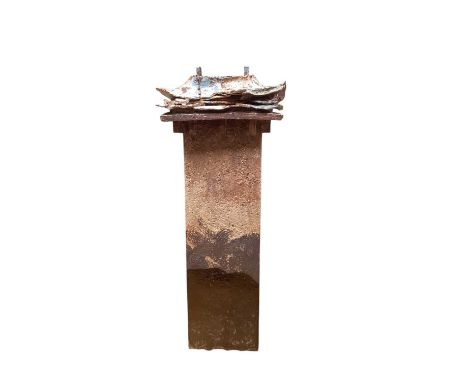 Large studio pottery model of a temple, 49cm high