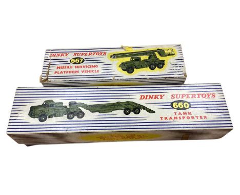 Dinky Supertoys diecast Military Vehicles including Tank Transporter No.660, Missile Servicing Platform Vehicle No.667, 10-To