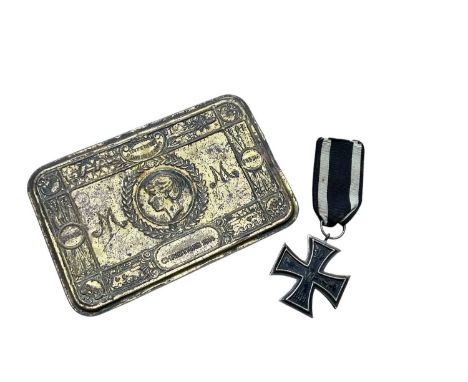 First World War Princess Mary Christmas Gift Tin together with an Imperial German Iron Cross (second class).