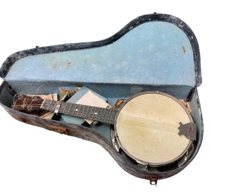 Maxitone Equity 7 banjo in case, together with a box of singles