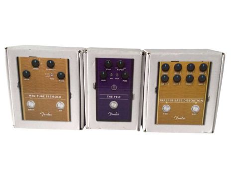 Fender Foot Pedals The Pelt, Trapper Bass Distortion &amp; MTG Tube Tremolo, all boxed (3)