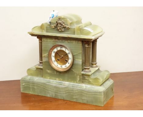 19th century onyx clock mantel clock, W39cm   Condition Report   Click here for further images, condition, auction times & de