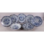 Een lot blauw/wit porseleinen borden, China, 18e/19e eeuw