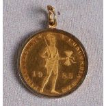 Een gouden dukaat, 1985 in 14 krt 585/1000 muntrand