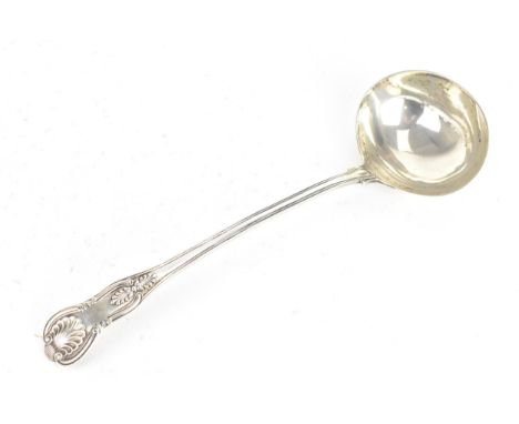An Edwardian silver serving ladle, by West & Son, hallmarked London 1902, cast in the Kings pattern, 34cm, 320.6 gramsIf ther
