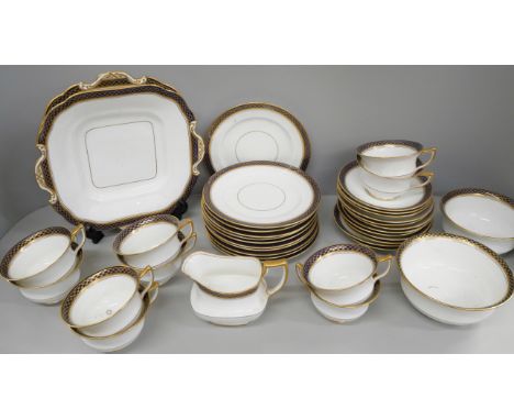 Ainsley tea ware, Darby, Long Row Nottingham retailer, including 9 cups, 12 saucers and 11 side plates