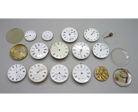 Pocket watch movements including Waltham and J.G Graves 