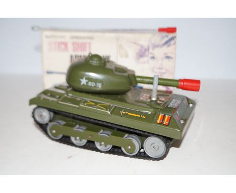 Battery operated stick shift army tank made in Japan 