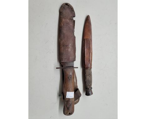 A British Army Model D survival knife, by Wilkinson Sword, serial no.1B/4594; together with another knife by S Hibbert, Sheff