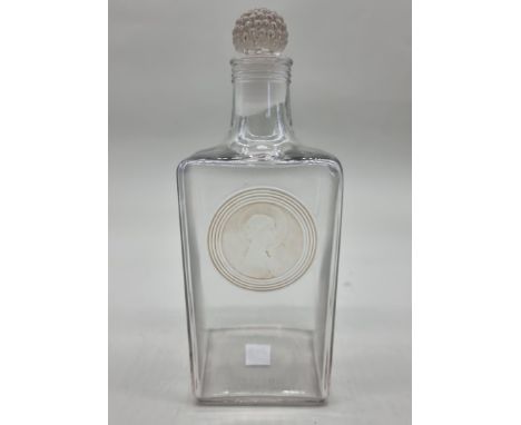 An R Lalique clear and frosted glass 'Clos Sainte-Odile' decanter and stopper,&nbsp;24cm high. 