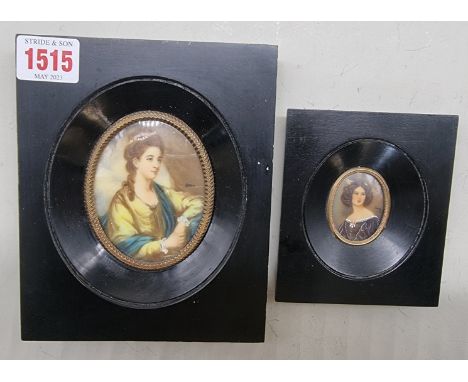 Two portrait miniatures,&nbsp;on ivorine, largest 8 x 6cm oval.&nbsp; 