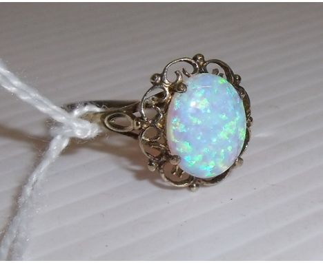 Silver gilt ring set with opal in fancy mount