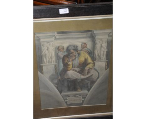 Oak framed coloured print 'Hieremias' 