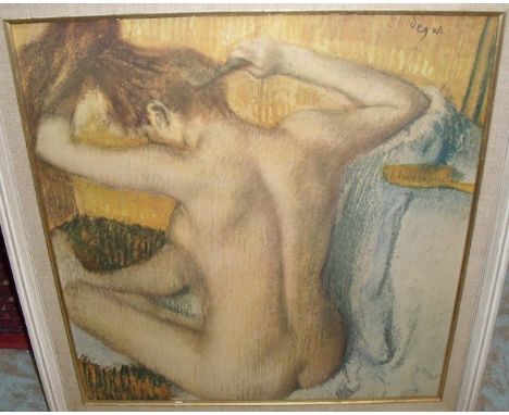 Framed board print depicting nude by Degas