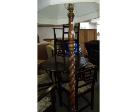 Oak barley twist standard lamp