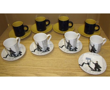 Michael Ferner coffee set comprising four coffee cans and saucers and one other coffee set